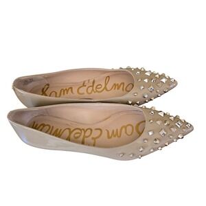 Sam Edelman‎ Savana Beige Patent Studded Pointed Toe Flats Shoes 9.5M